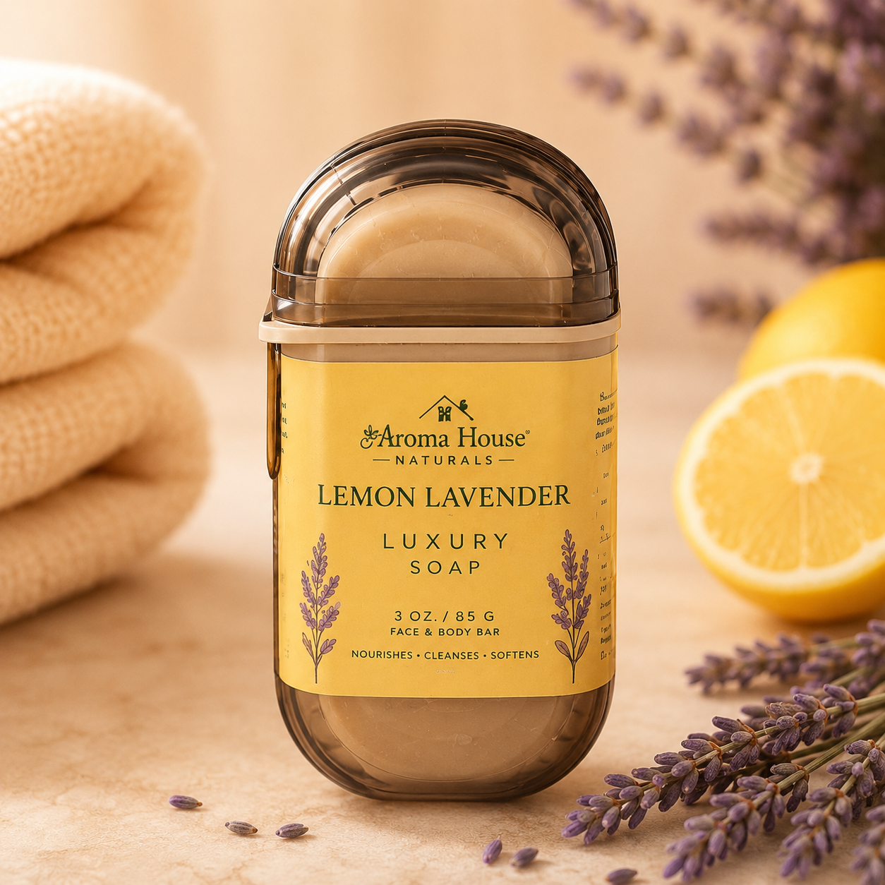 Lemon, lavender luxury bar soap