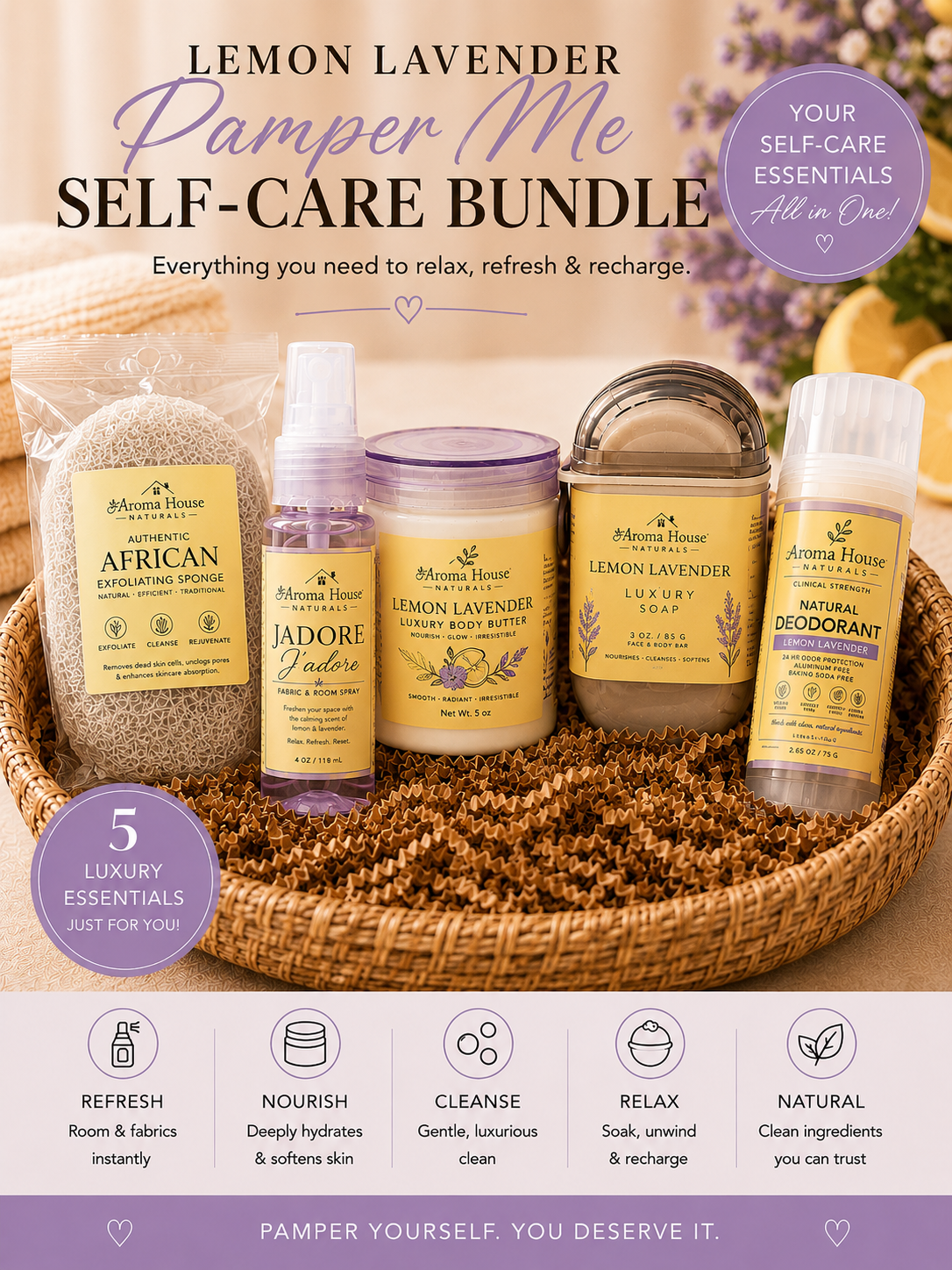 Lemon Lavender Pamper Me Self-Care Bundle
