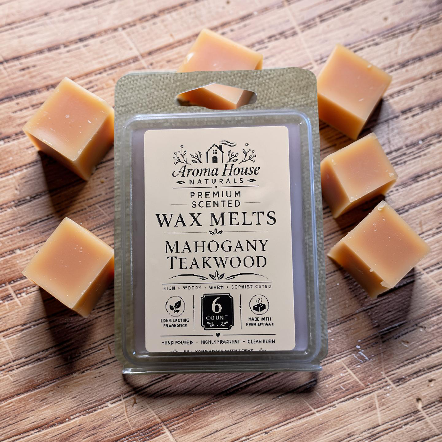 Mahogany teakwood, premium scented wax melts